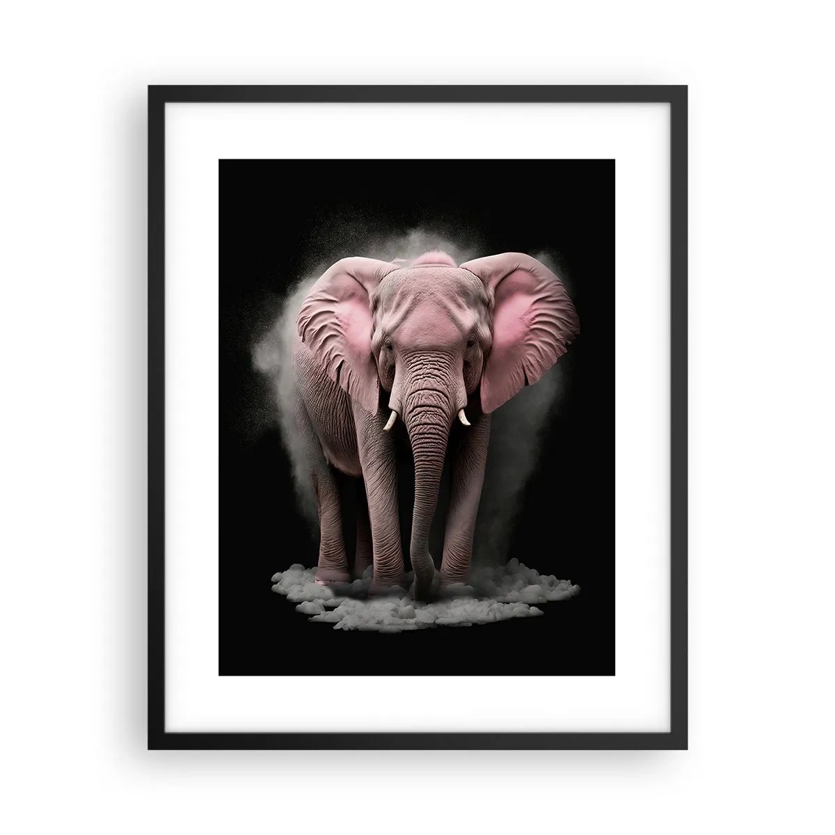 Affiche dans un cadre noir - Poster - Ne pensez pas à un éléphant rose ! - 40x50 cm