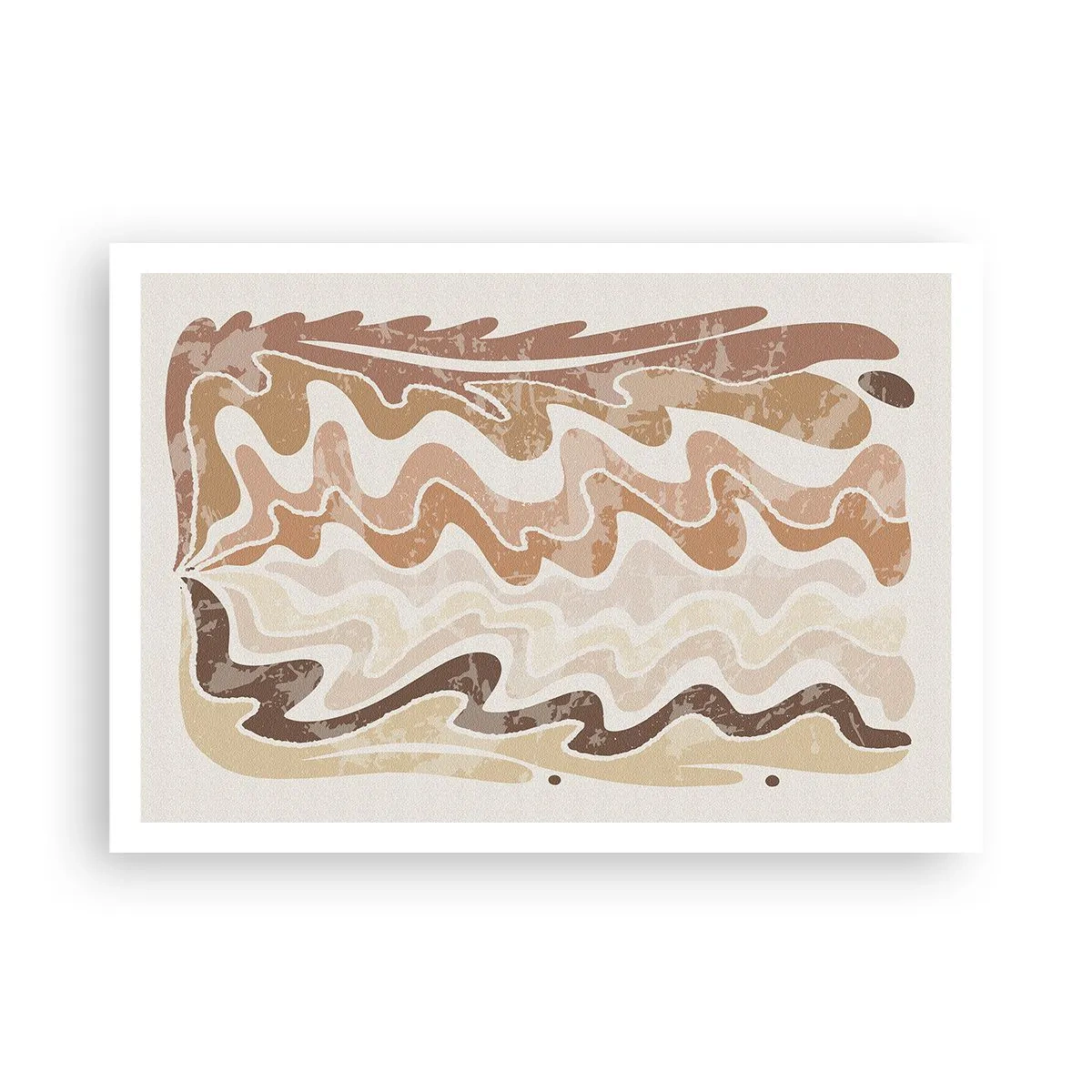 Affiche - Poster - Lignes abstraites ondulées dans des tons beiges - 100x70cm - Bonne énergie – bonnes émotions - Décoration murale moderne pour le salon et la chambre ARTTOR