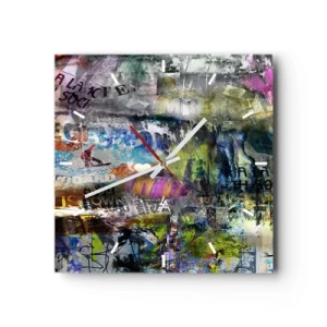 Horloge murale - Pendule murale - Collage de souvenirs - 40x40 cm