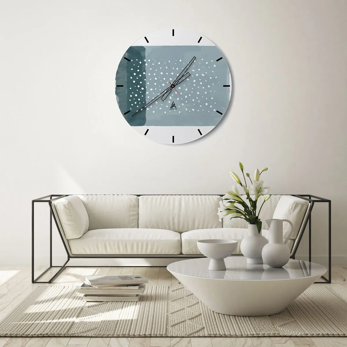 Horloge murale - Pendule murale - Évolution de bleus - 30x30 cm