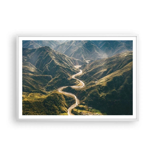 Affiche dans un cadre blanc - Poster - Directement du coeur des montagnes - 100x70 cm