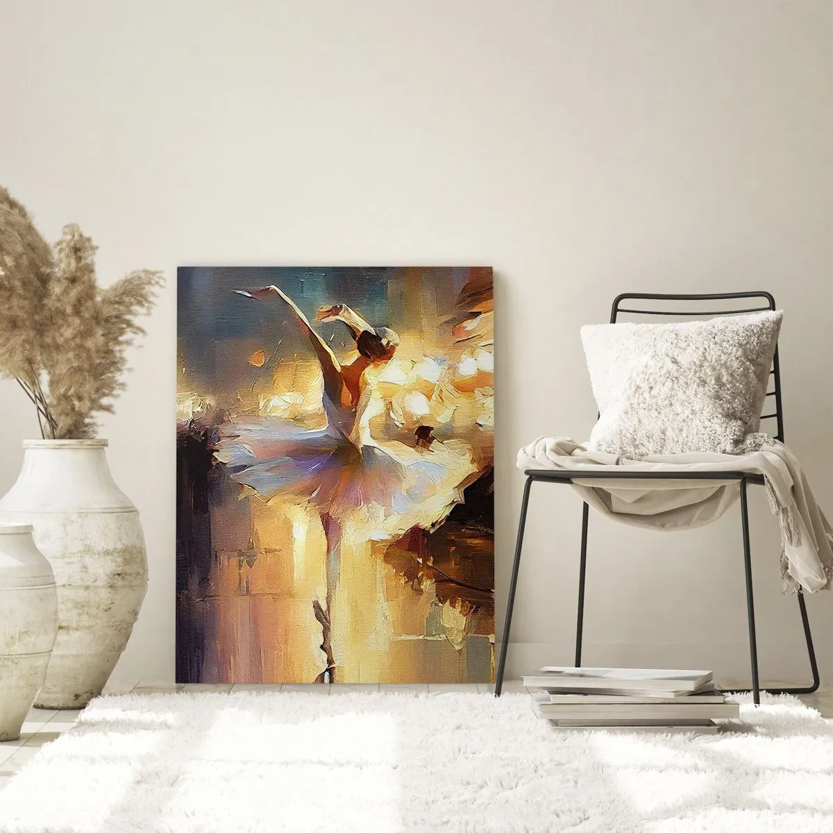 Impression sur verre - Image sur verre - Ballerine à la lumière des lumières de la ville - 50x70cm - Miracle dans la rue - Décoration murale moderne pour le salon et la chambre ARTTOR