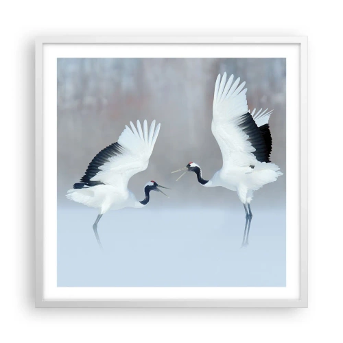 Affiche dans un cadre blanc - Poster - Danse dans le brouillard - 60x60 cm