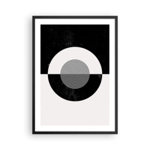 Affiche dans un cadre noir - Poster - Motif géométrique en noir et blanc avec un cercle concentrique - 50x70cm - Harmonie de noir et blanc - Décoration murale moderne pour le salon et la chambre ARTTOR