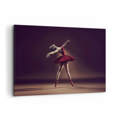 Impression sur toile - Image sur toile - Une danseuse de ballet en robe rouge sur fond de scène - 120x80cm - Une danseuse étoile - Décoration murale moderne pour le salon et la chambre ARTTOR