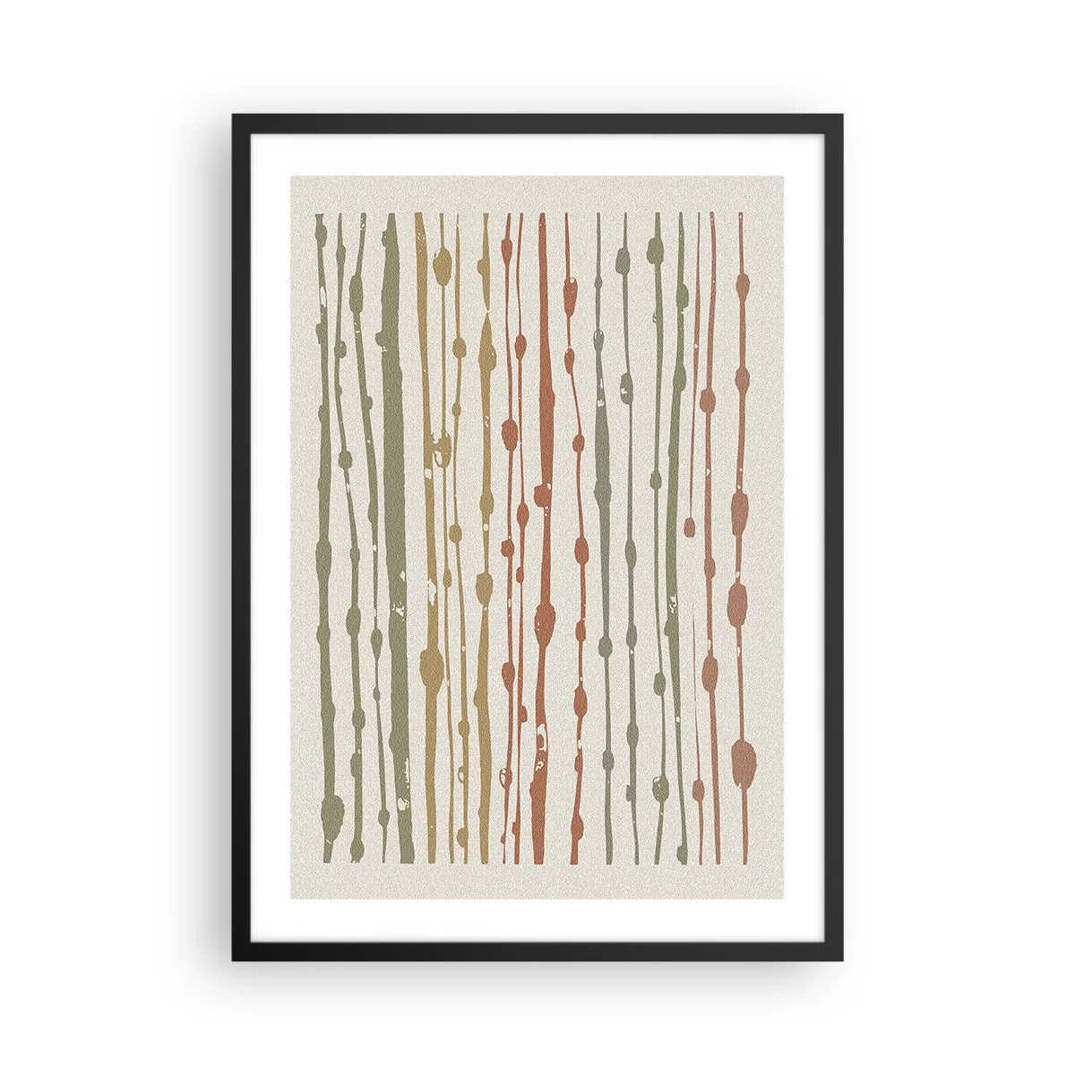 Affiche dans un cadre noir - Poster - Lignes verticales abstraites dans des tons naturels - 50x70cm - Notation musicale des couleurs - Décoration murale moderne pour le salon et la chambre ARTTOR