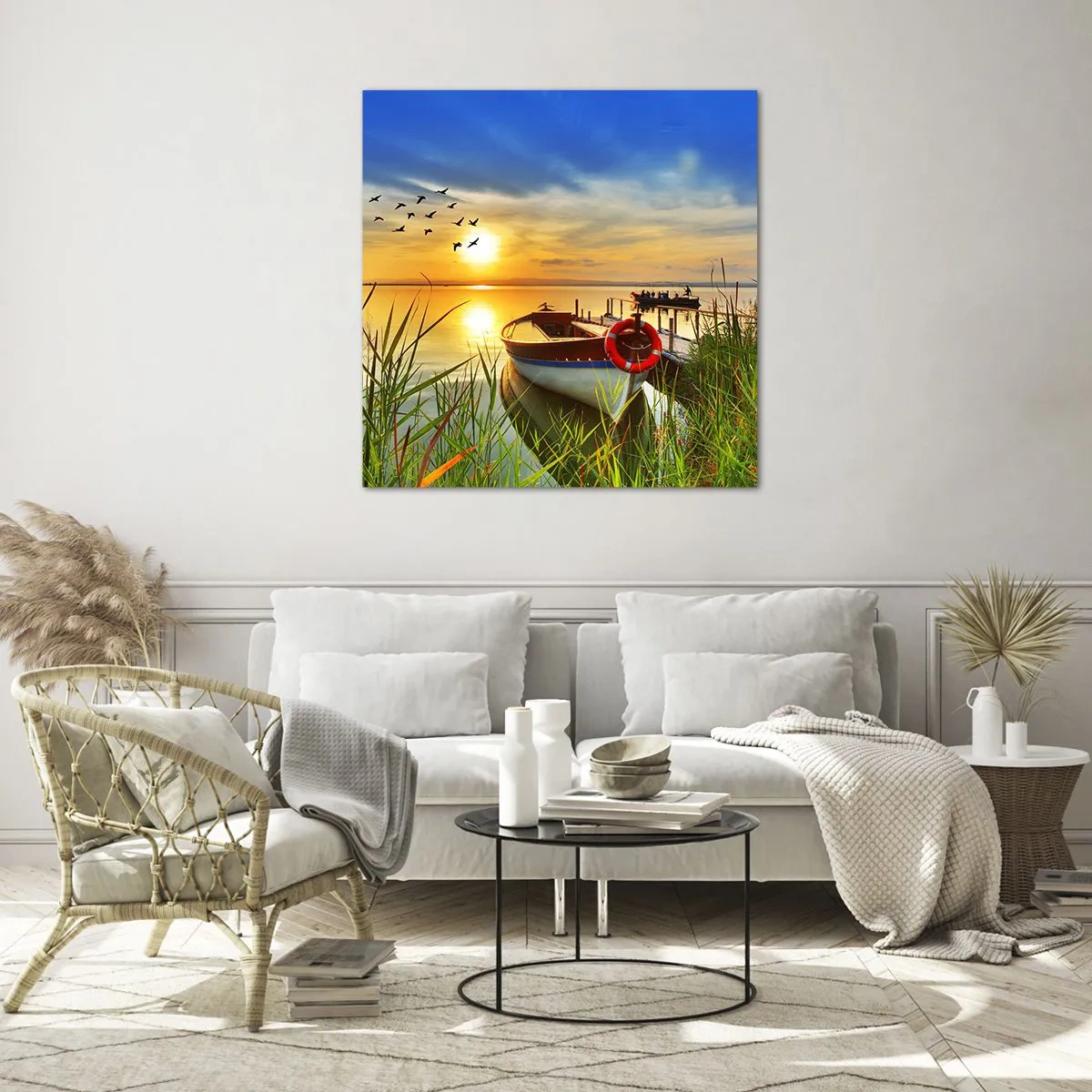 Impression sur verre - Image sur verre - Les cormorans s'envolent déjà - 40x40 cm