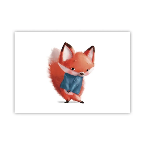 Affiche - Poster - Un renard mignon dans un costume bleu - 100x70cm - Est-ce que ça me va? - Décoration murale moderne pour le salon et la chambre ARTTOR