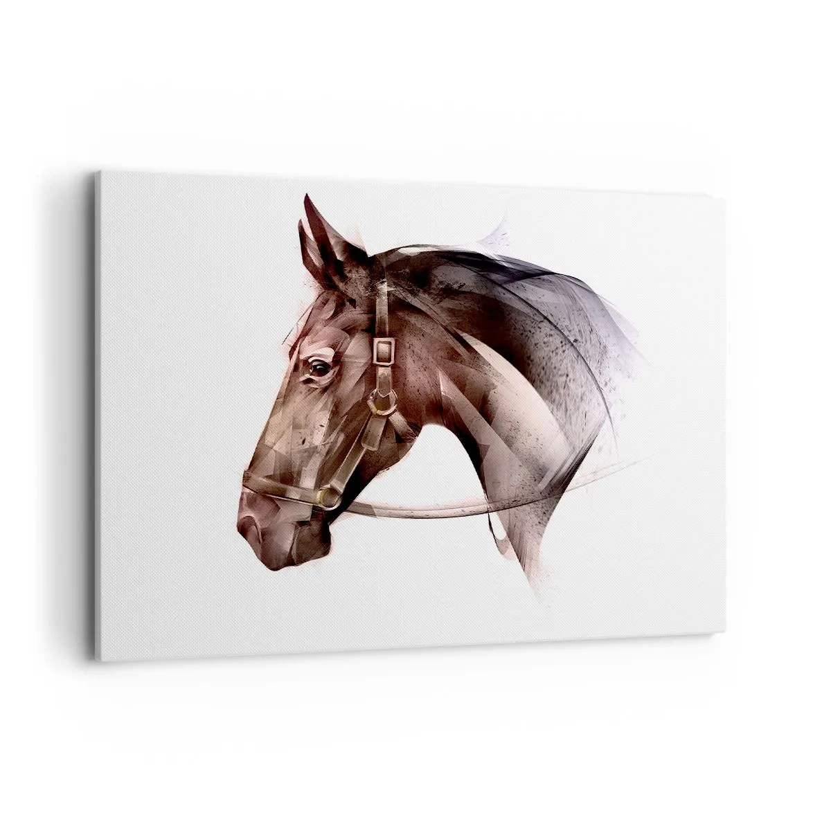 Impression sur toile - Image sur toile - Un profil de cheval dans une forme artistique délicate sur fond blanc - 100x70cm - Quelle grâce - Décoration murale moderne pour le salon et la chambre ARTTOR