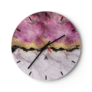Horloge murale - Pendule murale - Ballerine sautant avec un tissu rose flottant - 30x30cm - À la frontière - Décoration murale moderne pour le salon, la cuisine et la chambre ARTTOR
