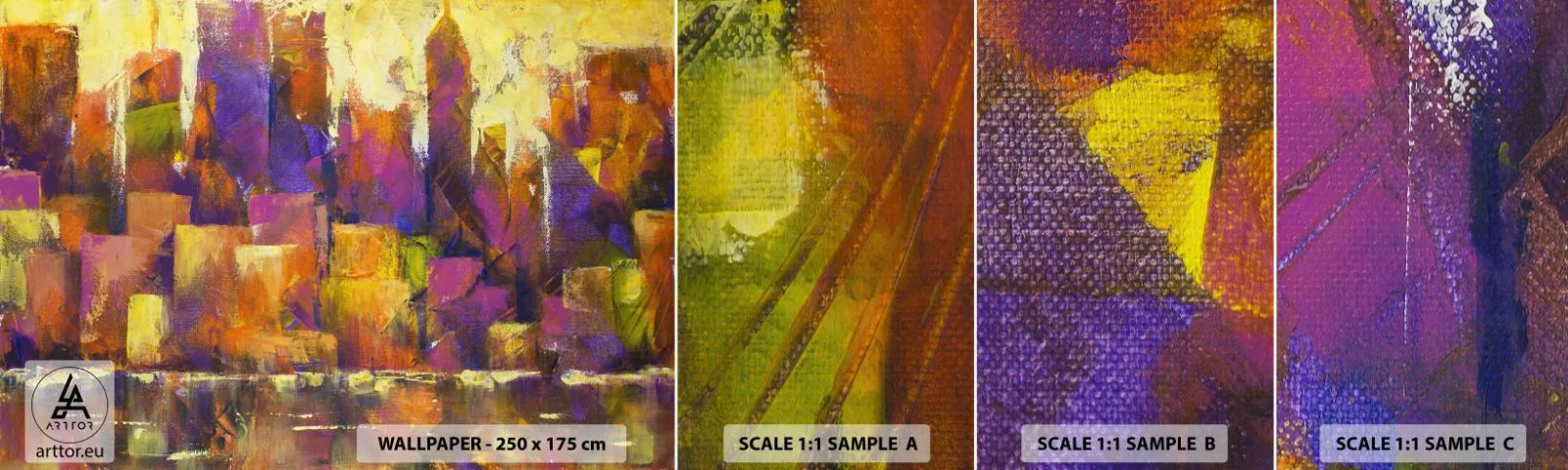 Échantillon de Papier Peint Autocollant Deluxe Sticker - Composition métropolitaine - Abstraction, Morceau, Art moderne - 100x30 cm