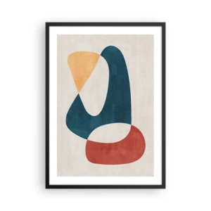 Affiche dans un cadre noir - Poster - Une composition abstraite de formes géométriques aux couleurs chaudes. - 50x70cm - Influences et métamorphoses - Décoration murale moderne pour le salon et la chambre ARTTOR