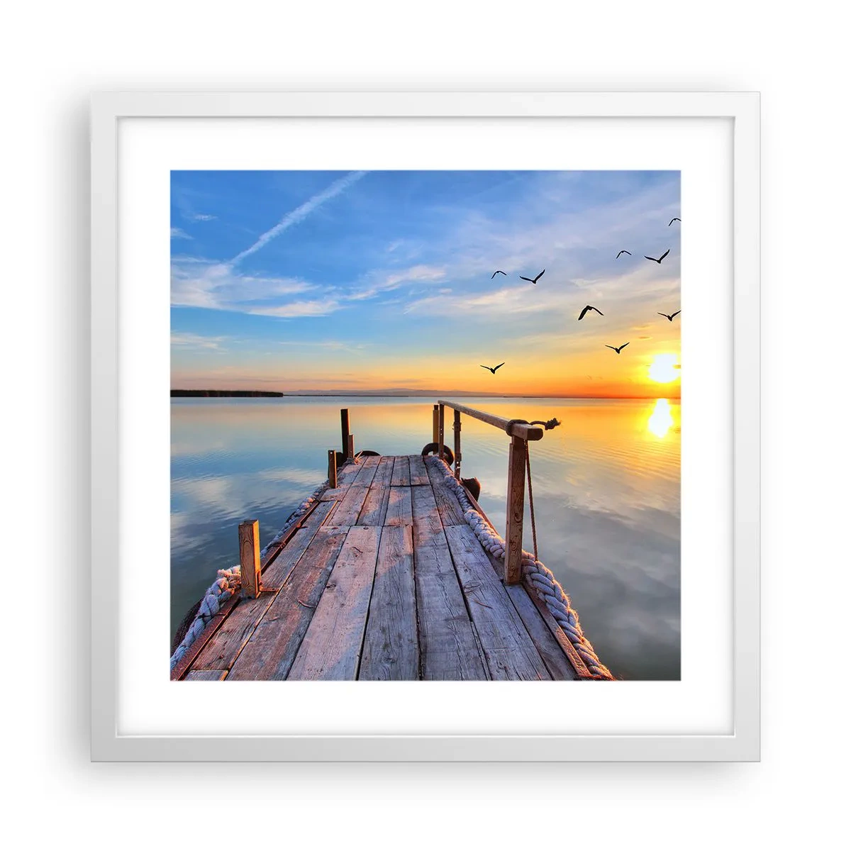 Affiche dans un cadre blanc - Poster - Marcher droit vers le soleil - 40x40 cm