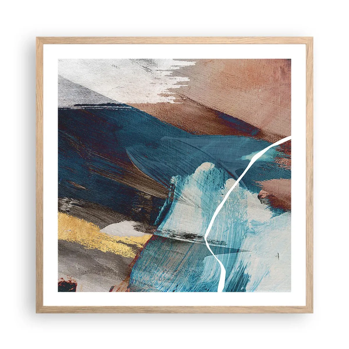 Affiche dans un chêne clair - Poster - Avec panache et énergie - 60x60 cm