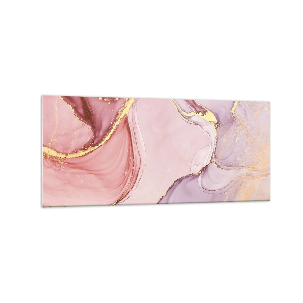 Impression sur verre - Image sur verre - Motifs abstraits délicats dans des tons de rose et d'or - 120x50cm - Caresse de couleurs - Décoration murale moderne pour le salon et la chambre ARTTOR