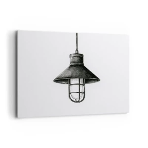 Impression sur toile - Image sur toile - Dessin d'une lampe suspendue rétro sur fond blanc - 100x70cm - Comme il y a des années… - Décoration murale moderne pour le salon et la chambre ARTTOR