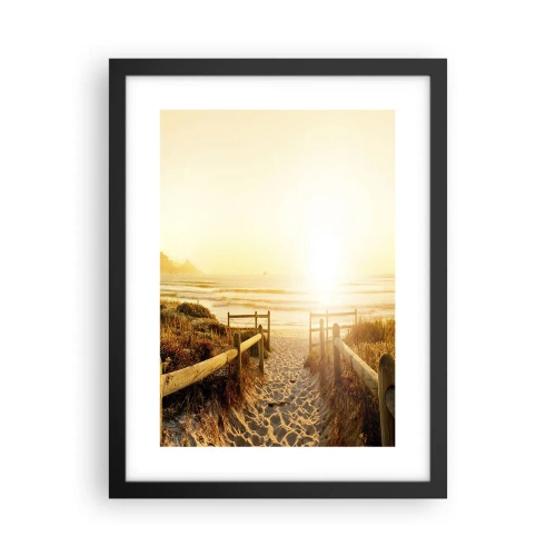 Affiche dans un cadre noir - Poster - A travers la dune, vers le soleil - 30x40 cm