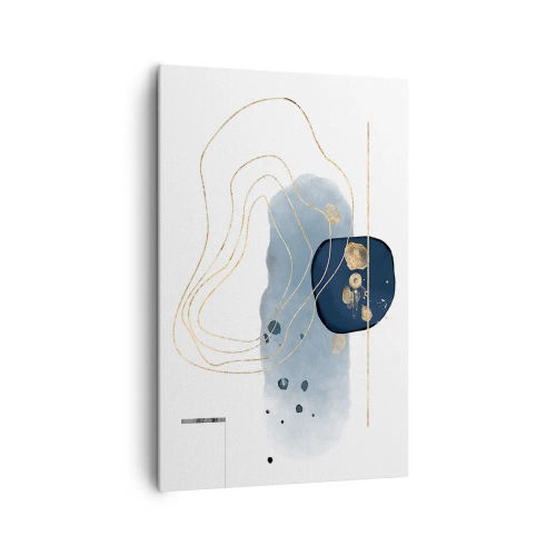 Impression sur toile - Image sur toile - Abstraction dans les tons de bleu et d'or - 80x120cm - Fantaisie bleu et or - Décoration murale moderne pour le salon et la chambre ARTTOR