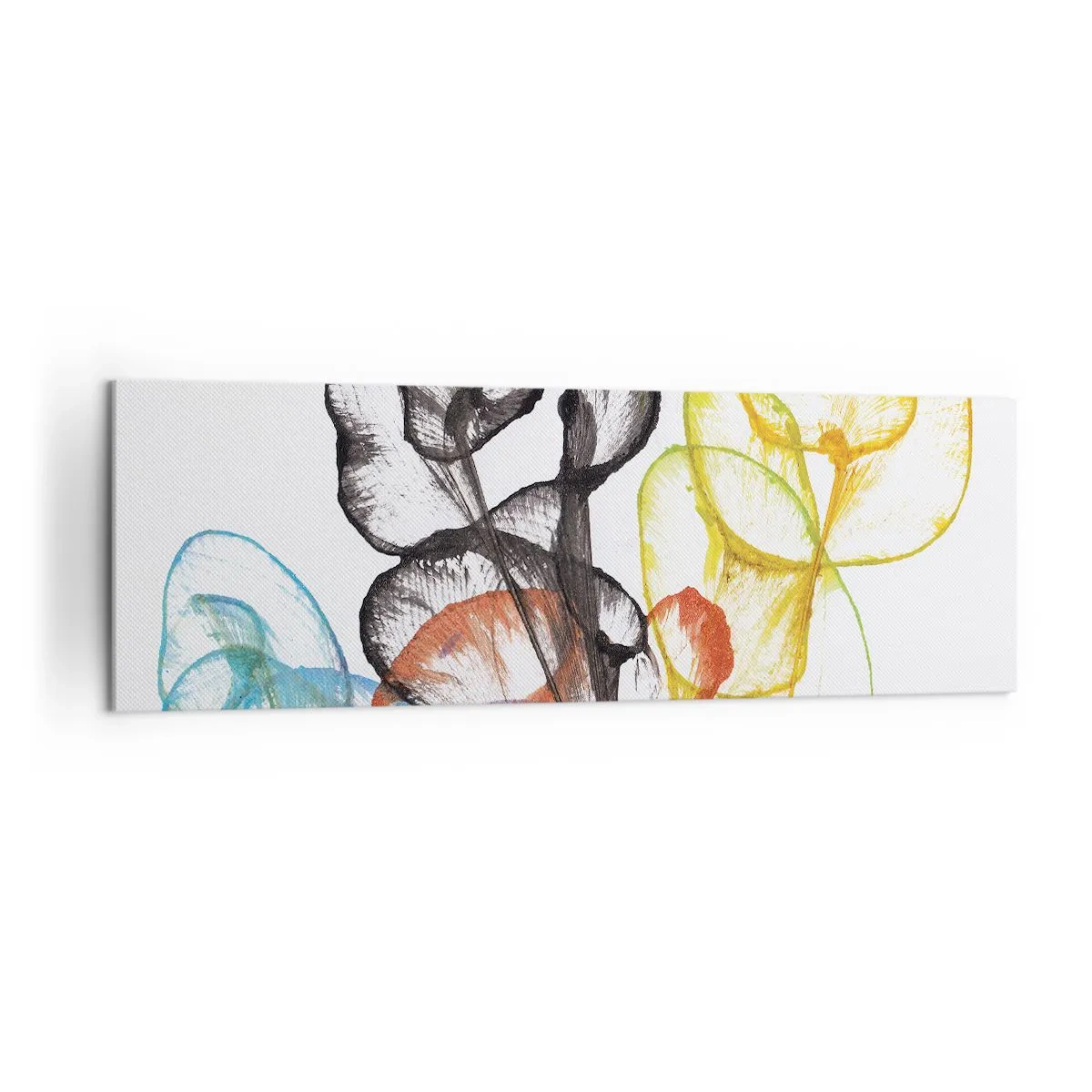 Impression sur toile - Image sur toile - Fleurs transparentes colorées sur fond blanc - 160x50cm - Fleurs avec une âme - Décoration murale moderne pour le salon et la chambre ARTTOR
