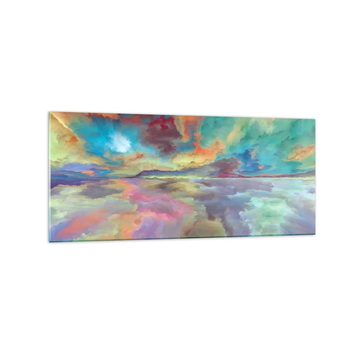 Impression sur verre - Image sur verre - Paysage de nuages colorés dans un style abstrait - 120x50cm - Deux paradis - Décoration murale moderne pour le salon et la chambre ARTTOR