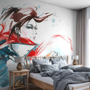 Papier Peint Photo Premium Canvas - Quelque chose se passe en moi - Femme, Téléphone, Mode - 200x140 cm