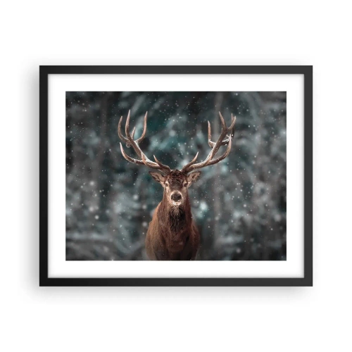 Affiche dans un cadre noir - Poster - Roi de la forêt couronné - 50x40 cm