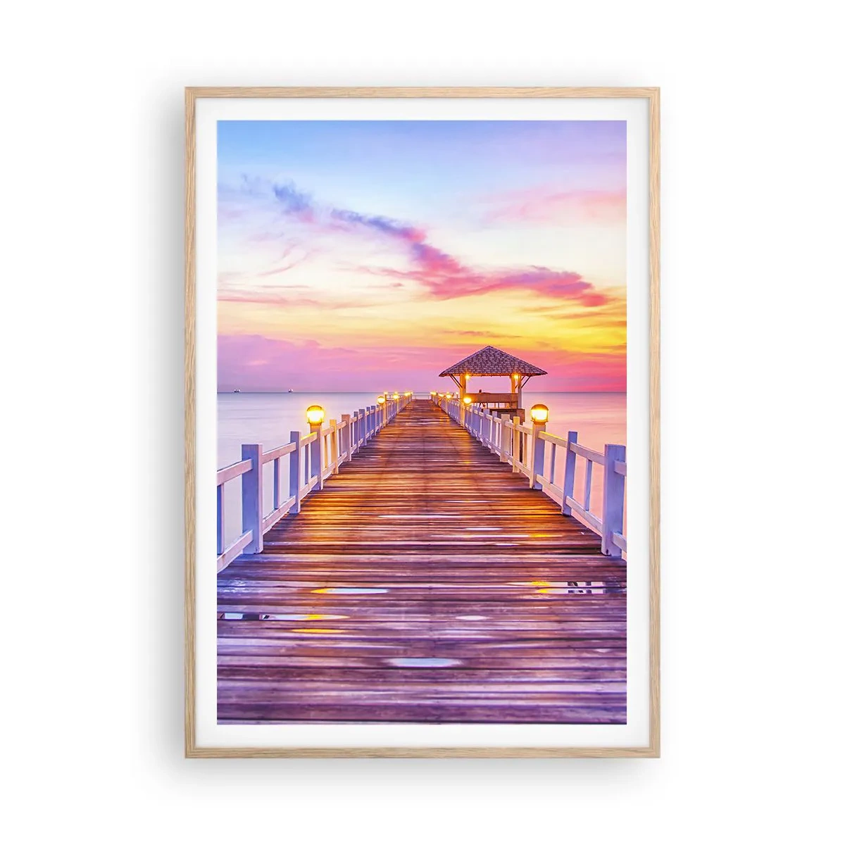 Affiche dans un chêne clair - Poster - Le silence lilas-doré du soir - 70x100 cm