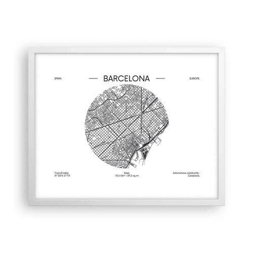 Affiche dans un cadre blanc - Poster - Anatomie de Barcelone - 50x40 cm