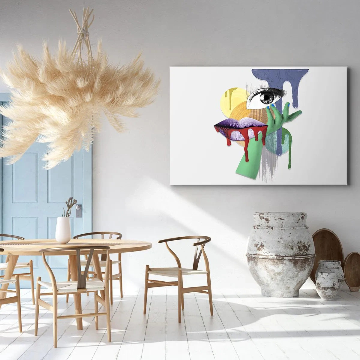 Impression sur toile - Image sur toile - Portrait déconstruit avec des éléments abstraits - 70x50cm - Un portrait déconstruit - Décoration murale moderne pour le salon et la chambre ARTTOR