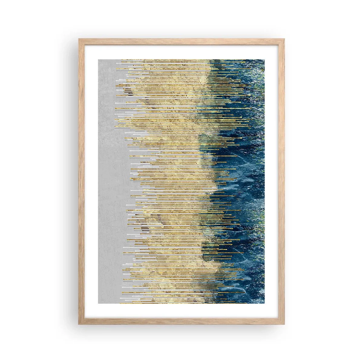 Affiche dans un chêne clair - Poster - Bordure dorée - 50x70 cm