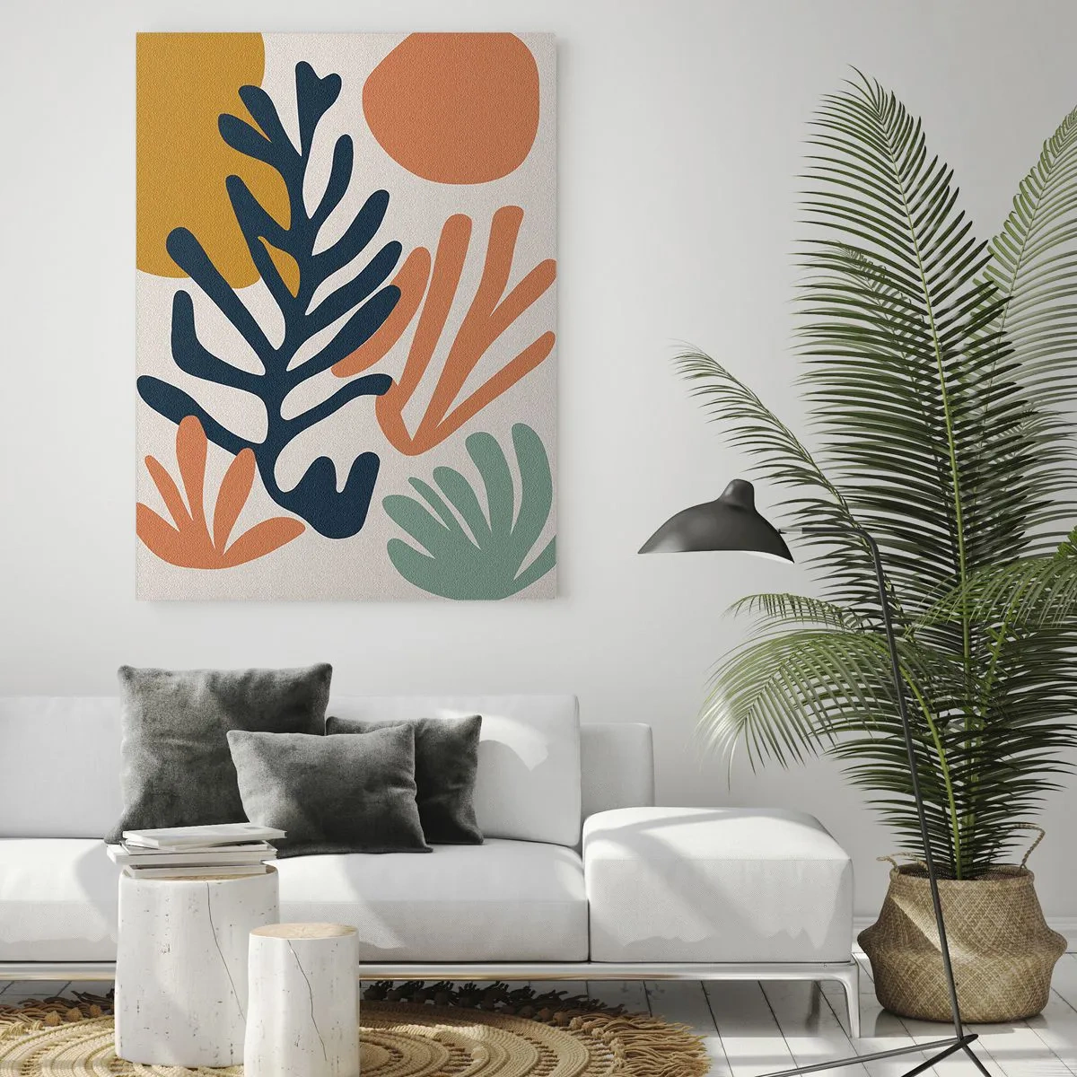 Impression sur verre - Image sur verre - Graphiques colorés avec des motifs végétaux et coralliens - 50x70cm - Mers de corail - Décoration murale moderne pour le salon et la chambre ARTTOR