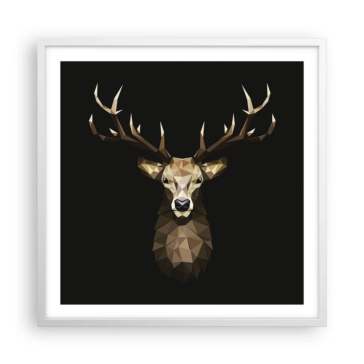 Affiche dans un cadre blanc - Poster - Cerf cubique - 60x60 cm