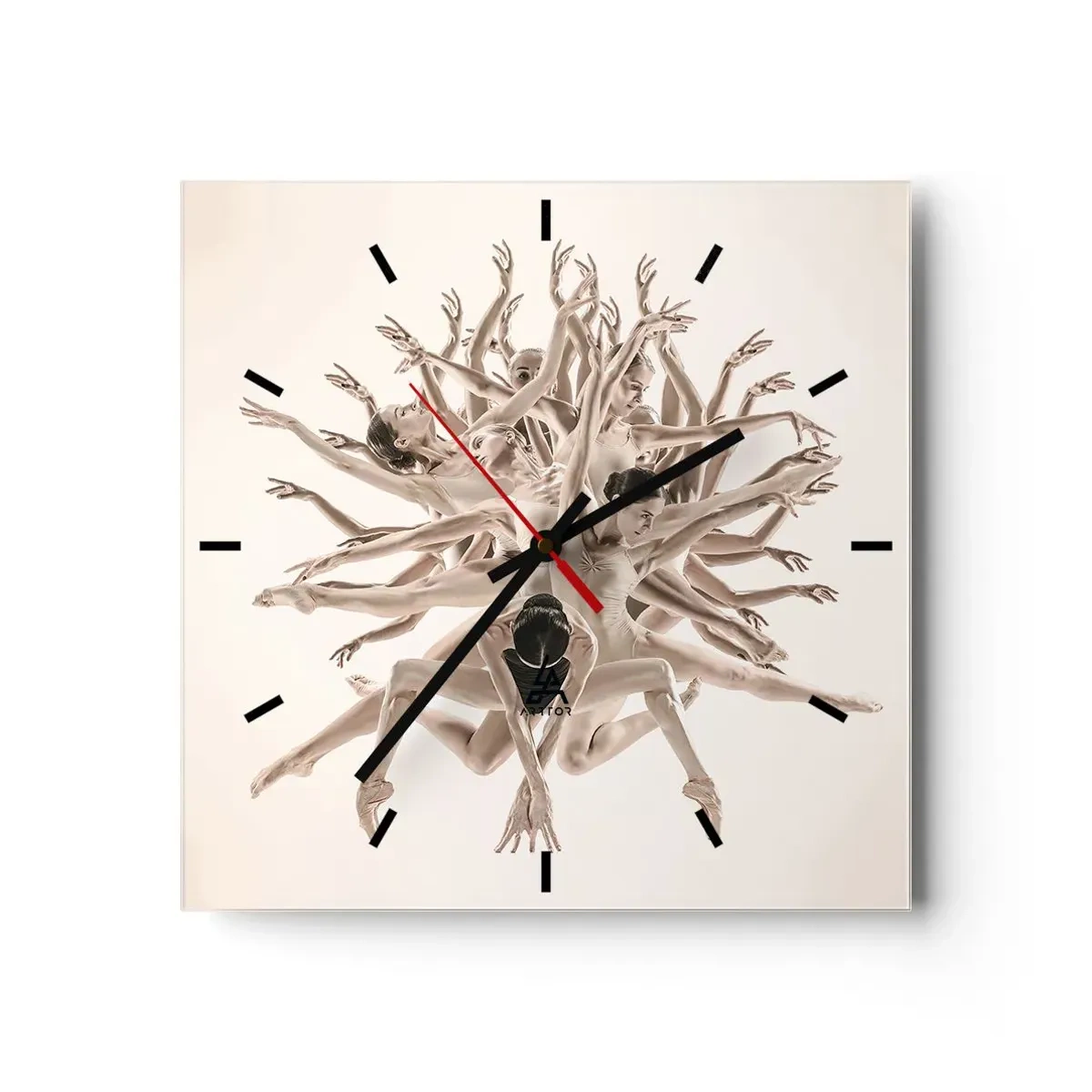Horloge murale - Pendule murale - Composition abstraite de danseurs en mouvement - 30x30cm - S'épanouir en danse - Décoration murale moderne pour le salon et la chambre ARTTOR