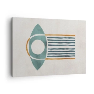 Impression sur toile - Image sur toile - Motif géométrique dans les tons de vert et d'orange - 70x50cm - Signes et rituels - Décoration murale moderne pour le salon et la chambre ARTTOR