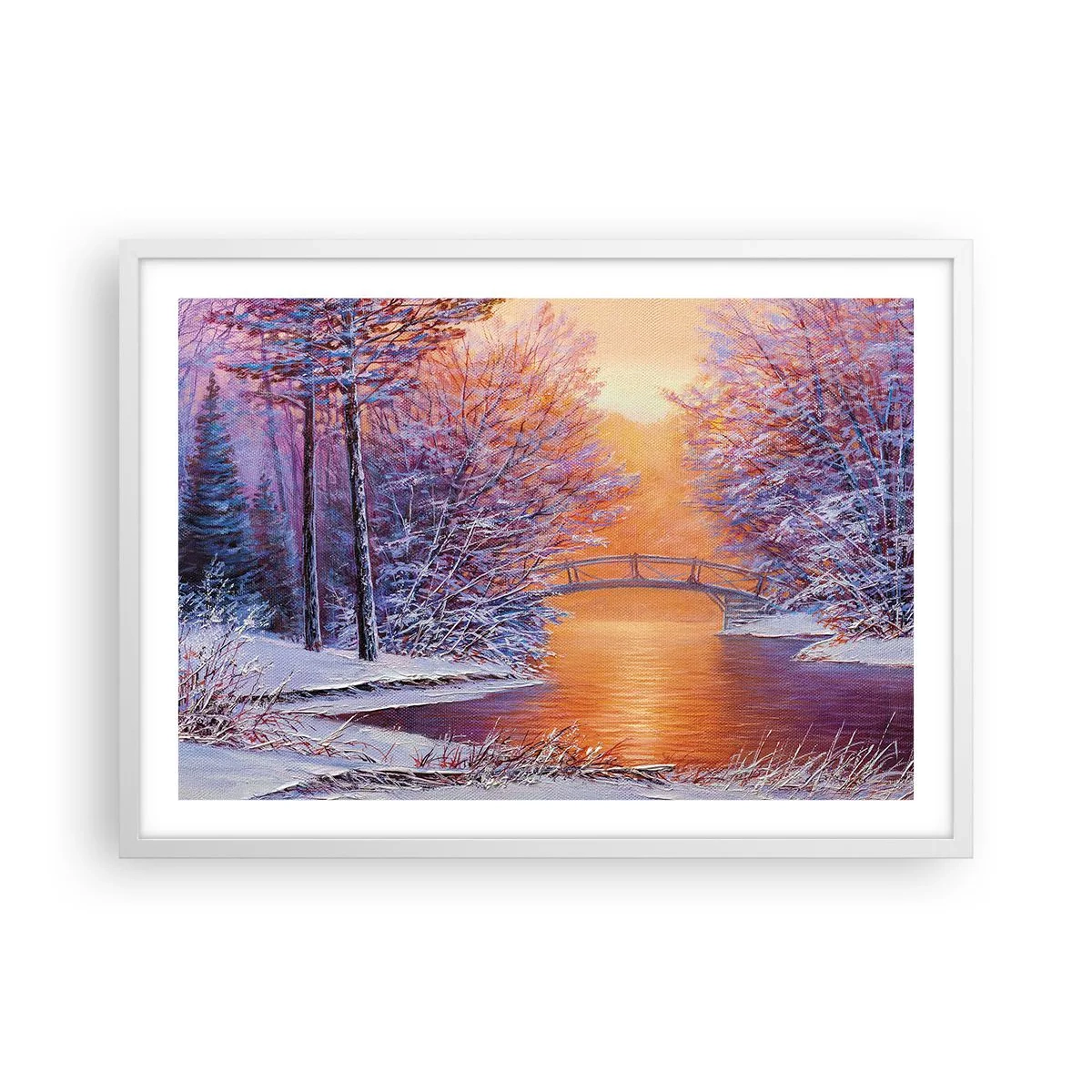 Affiche dans un cadre blanc - Poster - On se rencontre ici - 70x50 cm