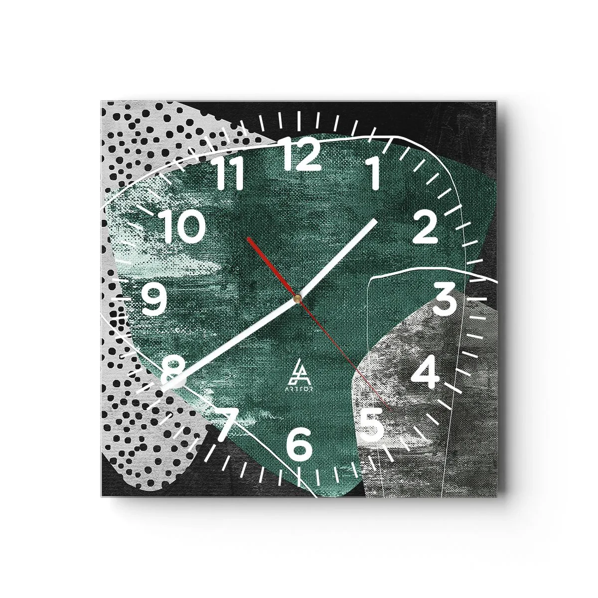 Horloge murale - Pendule murale - Abstraction colorée avec feuille d'or - 30x30 cm