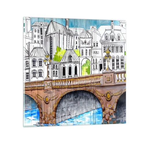 Impression sur verre - Image sur verre - Une ville comme peinte - 30x30 cm