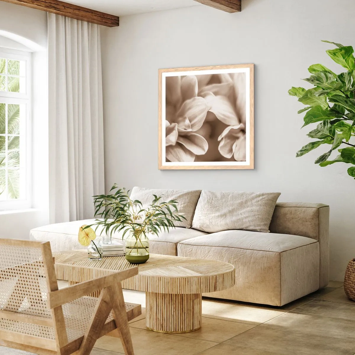 Affiche dans un chêne clair - Poster - Doux comme un sourire - 40x40 cm