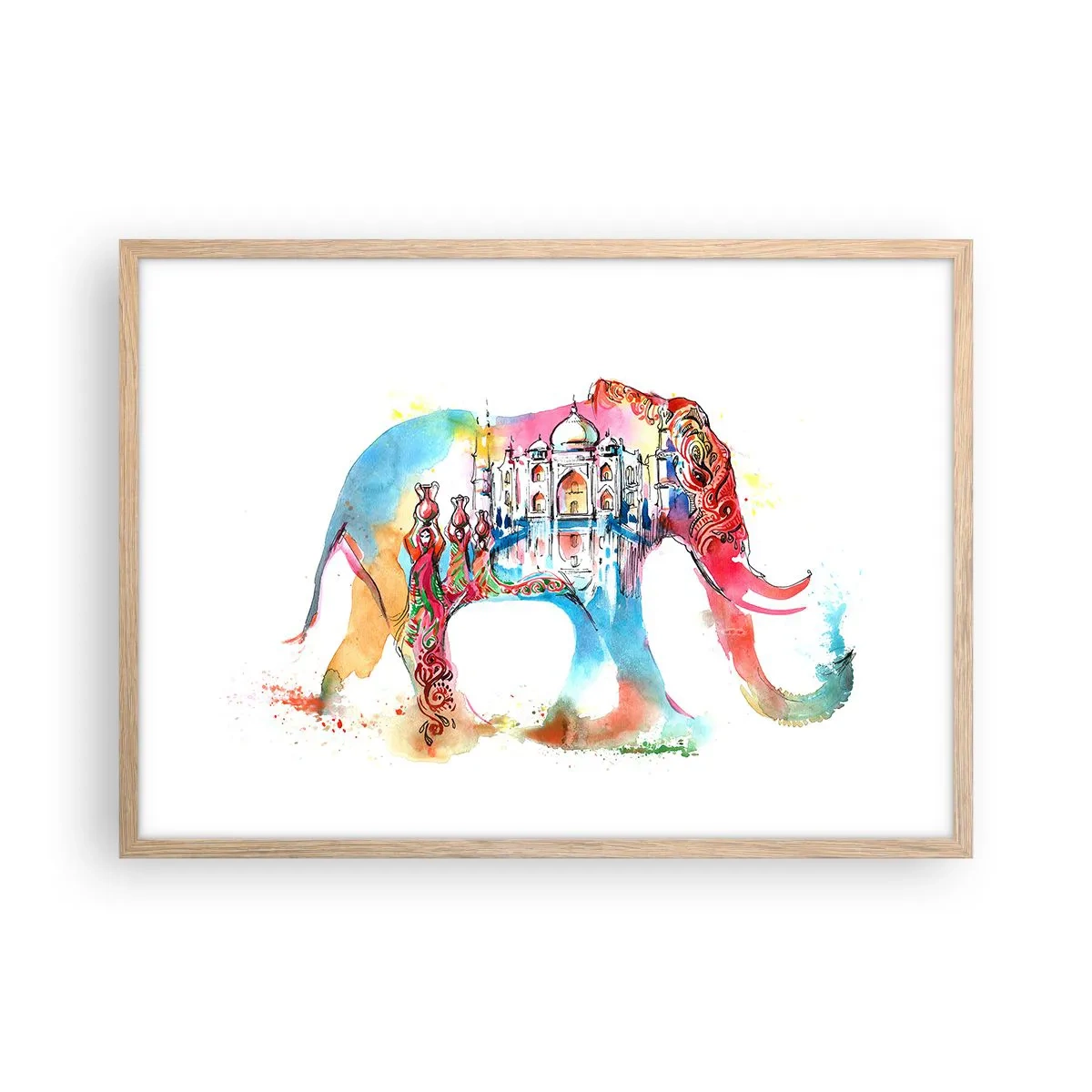 Affiche dans un chêne clair - Poster - Inde - l'aura de l'amour - 70x50 cm