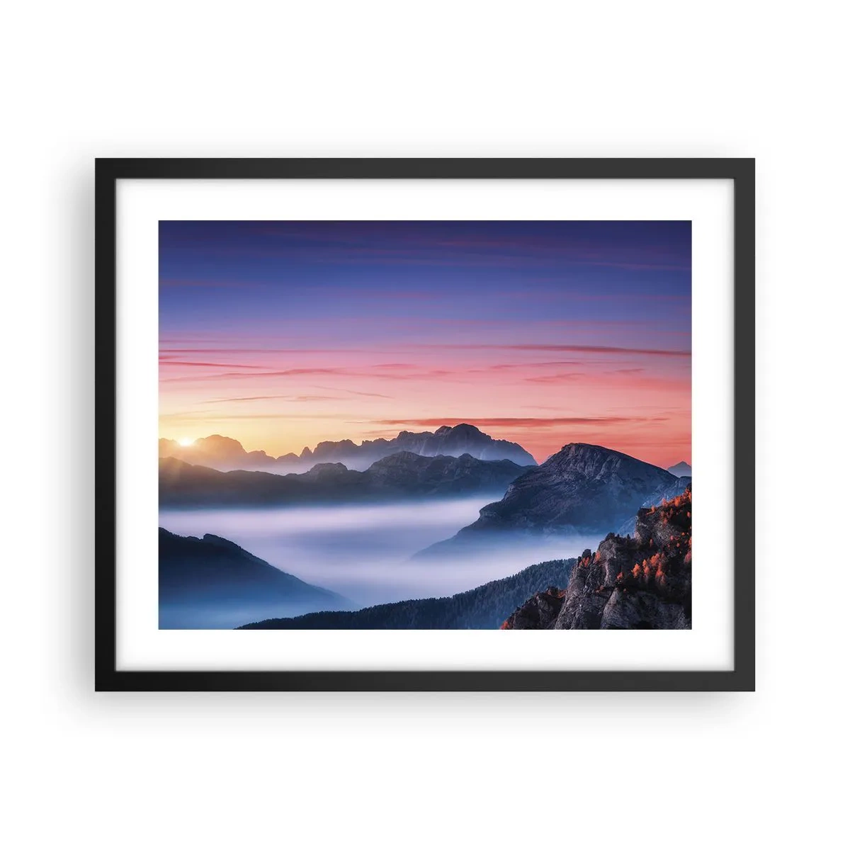 Affiche dans un cadre noir - Poster - Au-dessus des vallées - 50x40 cm