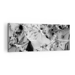 Impression sur toile - Image sur toile - Compositions florales en noir et blanc dans un style artistique subtil - 120x50cm - Non-un bouquet de fleurs - Décoration murale moderne pour le salon et la chambre ARTTOR