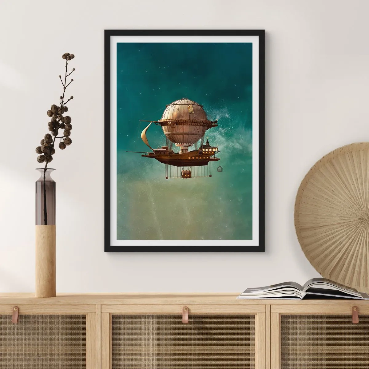 Affiche dans un cadre noir - Poster - Jules Verne vous salue - 70x100 cm