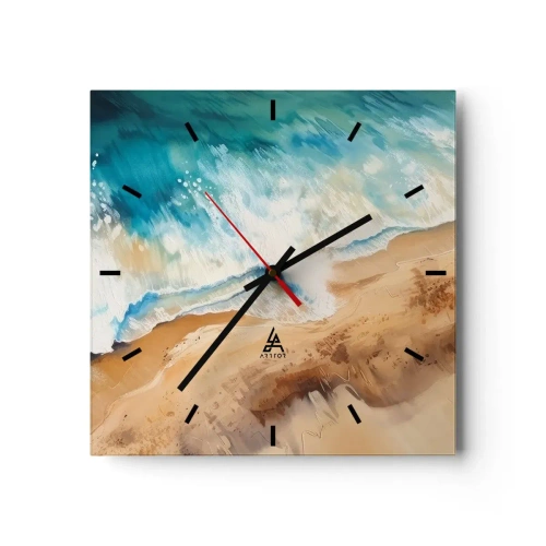 Horloge murale - Pendule murale - Une vague de mer s'écrasant contre le rivage sablonneux - 30x30cm - La vague qui revient - Décoration murale moderne pour le salon et la chambre ARTTOR