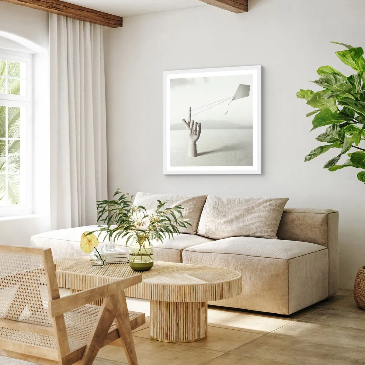 Affiche dans un cadre blanc - Poster - Épreuve de force - 40x40 cm