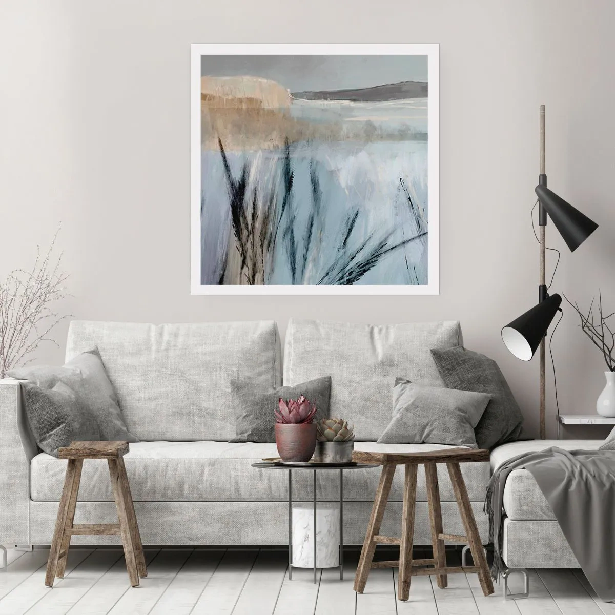 Affiche - Poster - Champs d'hiver - 60x60 cm