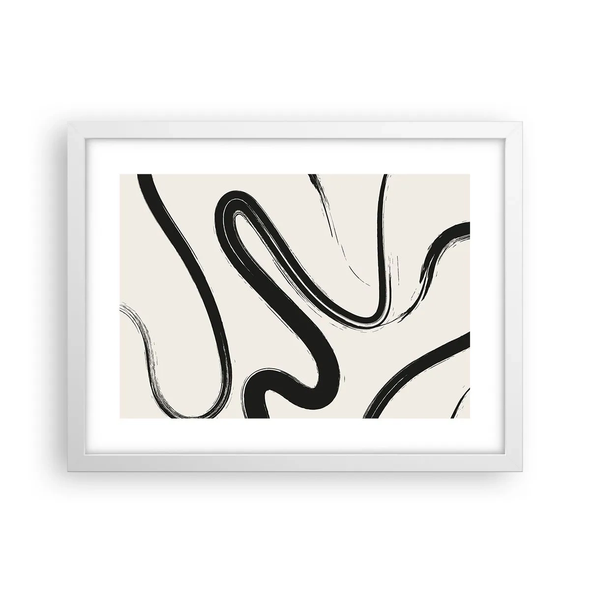 Affiche dans un cadre blanc - Poster - Fantaisie en noir et blanc - 40x30 cm