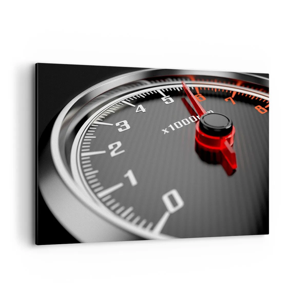 Impression sur toile - Image sur toile - Gros plan du tachymètre avec l'aiguille rouge - 120x80cm - Faites le plein - Décoration murale moderne pour le salon et la chambre ARTTOR