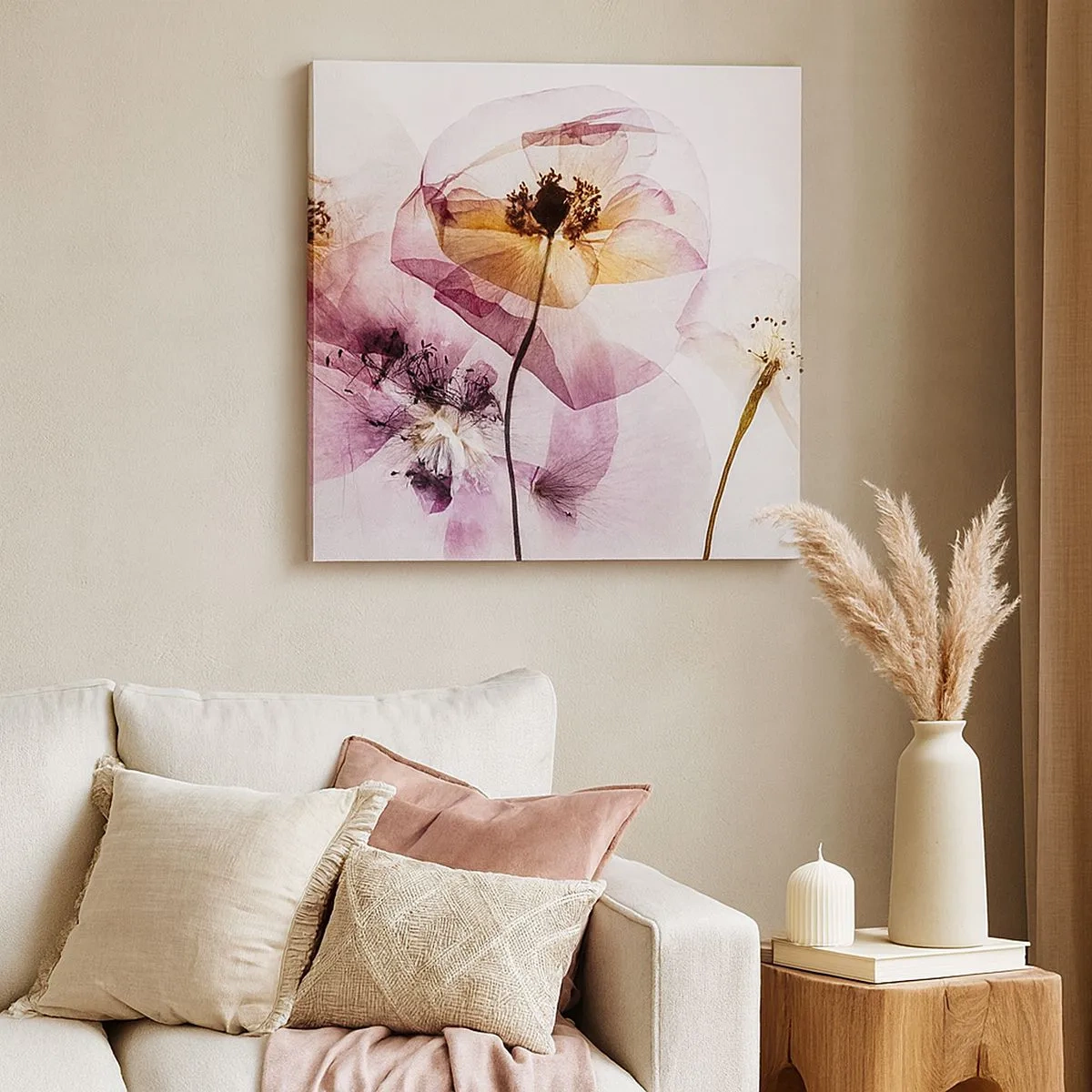 Impression sur toile - Image sur toile - Corps de fleurs transparente - 30x30 cm