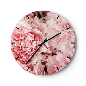 Horloge murale - Pendule murale - Gros plan de pivoines roses luxuriantes en pleine floraison - 30x30cm - Rêve rose - Décoration murale moderne pour le salon, la cuisine et la chambre ARTTOR