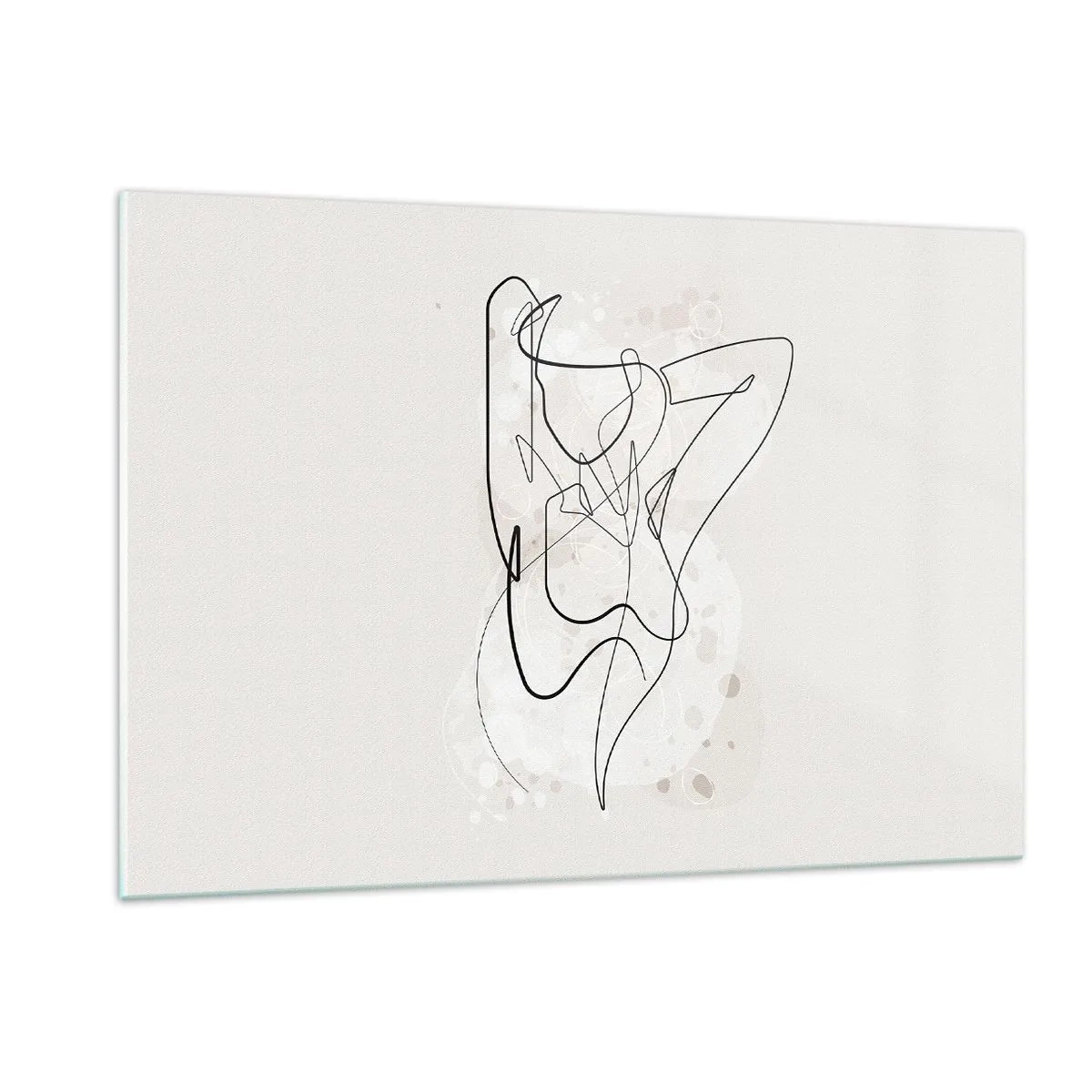 Impression sur verre - Image sur verre - Une silhouette féminine dessinée avec une seule ligne sur un fond clair - 120x80cm - L'art de la séduction - Décoration murale moderne pour le salon et la chambre ARTTOR